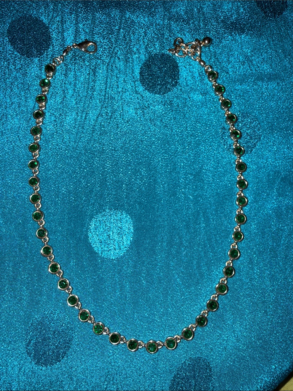 Emerald Green Bezel-Set Crystal Necklace - Women Jewelry